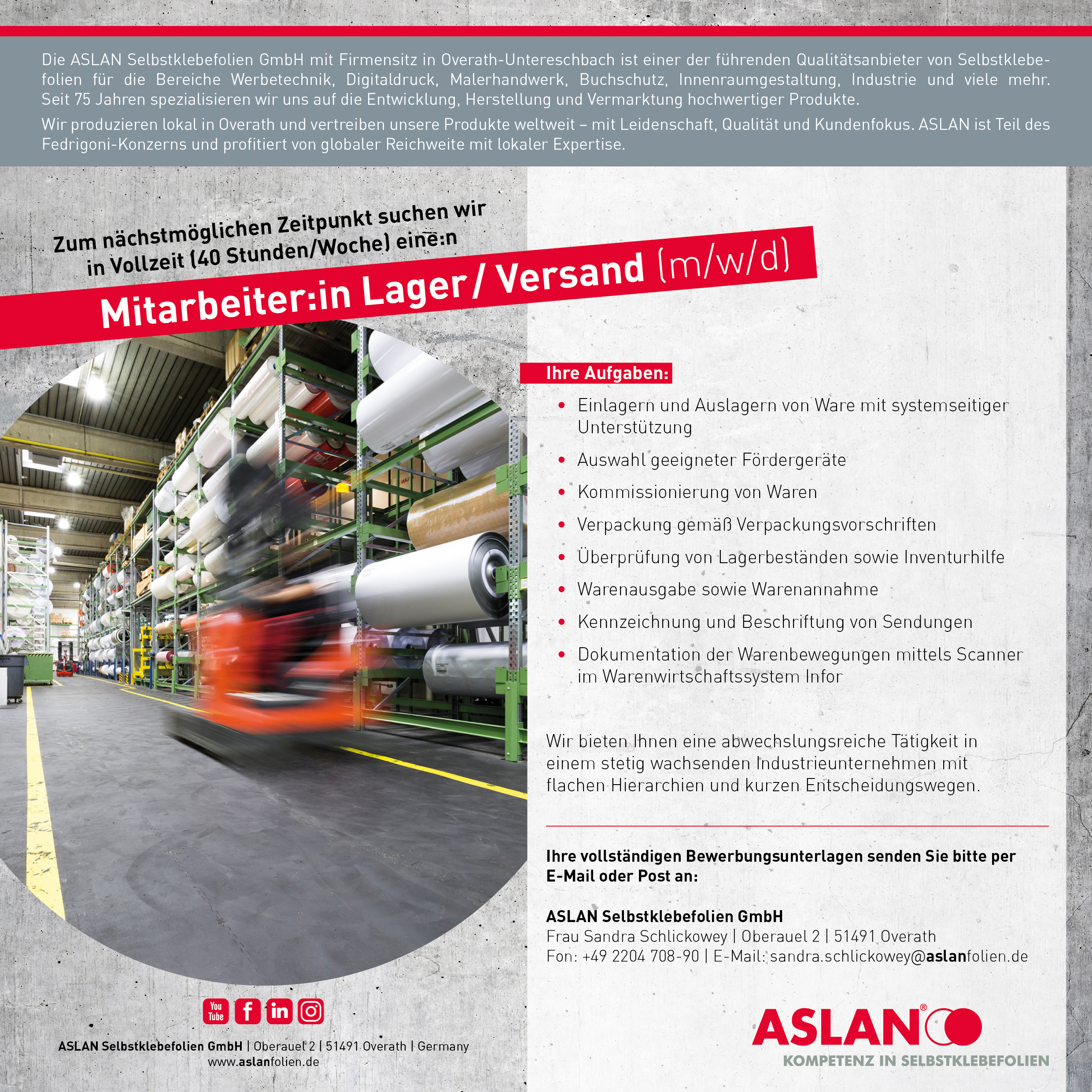 Stellenanzeige Versand Lager